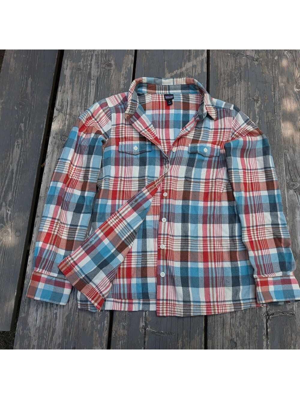 Patagonia Organic Cotton Plaid Flannel Shirt Womens 6 Granola Girl Cabincore